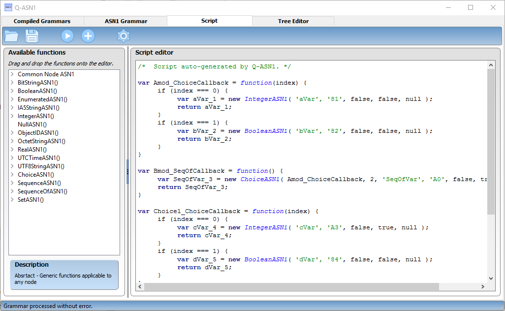 L’interface d’édition de script JavaScript.